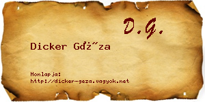Dicker Géza névjegykártya